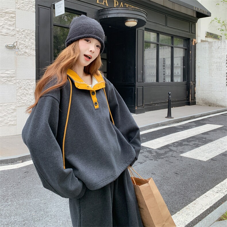 25新品冬季50羽绒马甲加绒卫衣套装6533-P355-459,女装套装/套裙,2C317