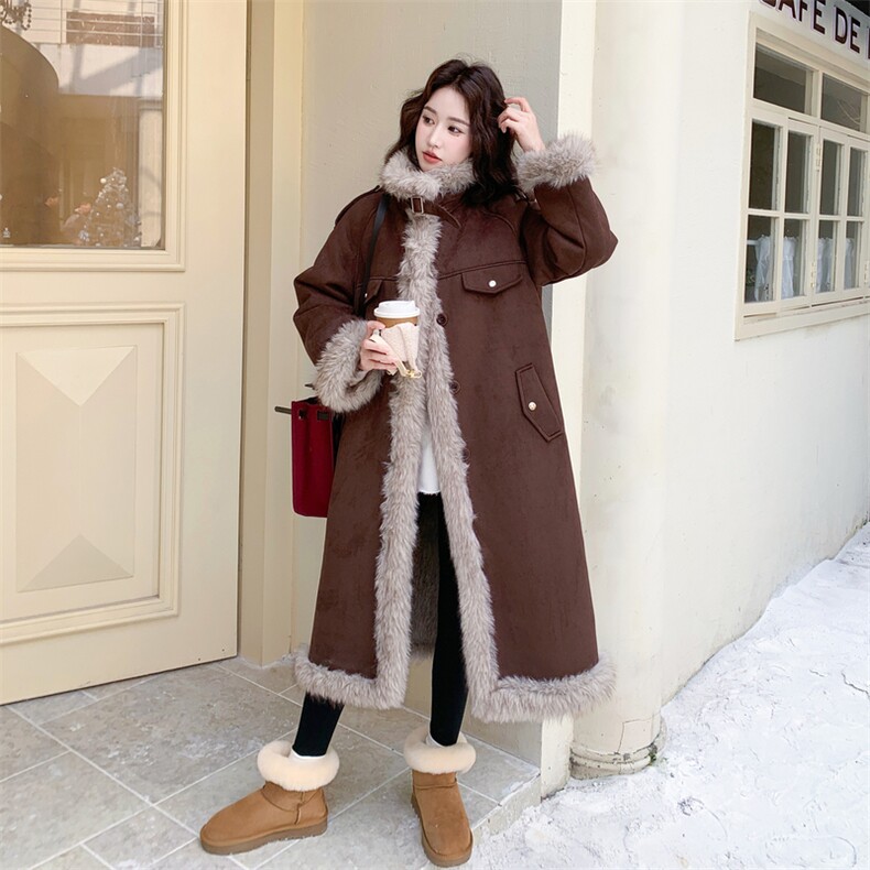 【新品】美拉德长款毛毛外套2C115-2373-P235-K348,女装棉衣/棉服,2C115
