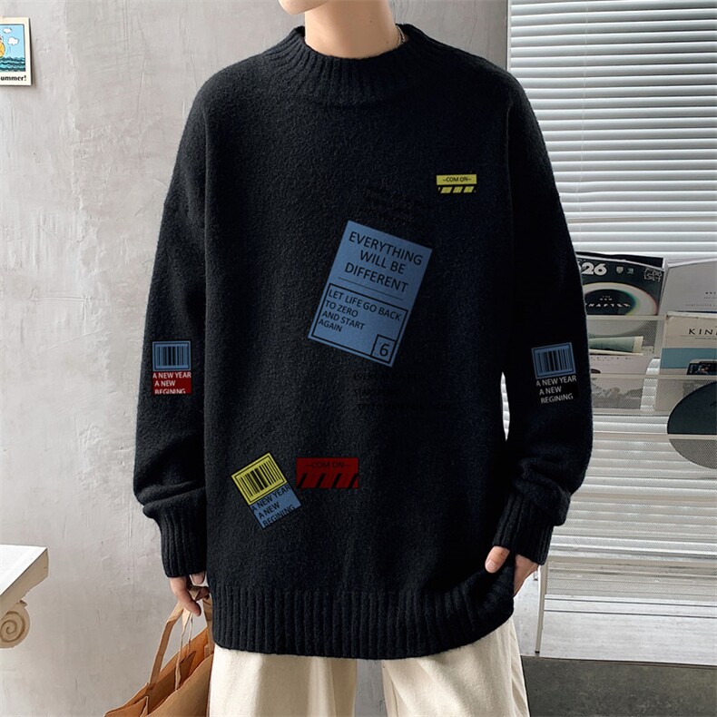 ！2023秋冬新款男士潮牌半高领毛衣百搭潮流针织衫M616P50,男装针织衫/毛衣,电商B220