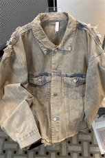 水洗复古废土风牛仔外套男春秋季美式复古设计感小众宽松短款夹克，男装夹克，星座505-2（原电商A260-1)
