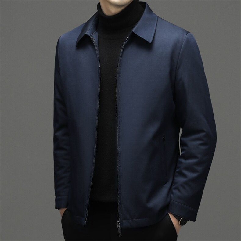 中年男士翻领宽松羽绒服新款冬季爸爸装休闲加厚保暖白鹅绒外套,男装羽绒服,电商B212（原钱塘6029）