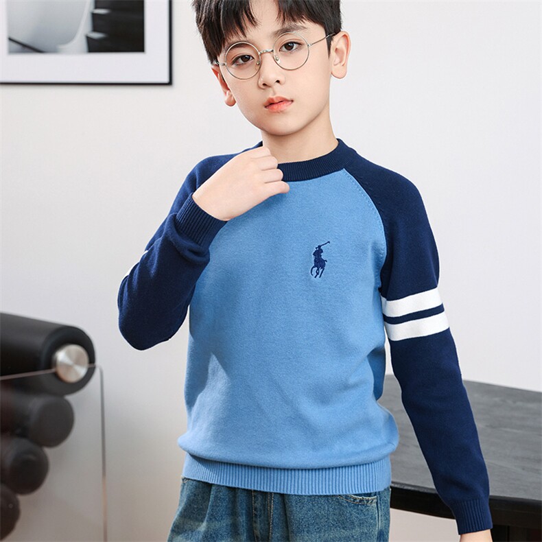 儿童毛衣男童秋冬款中大童针织衫男孩洋气加厚纯棉打底衫上衣，童装儿童针织衫，暖姿羊绒童装店