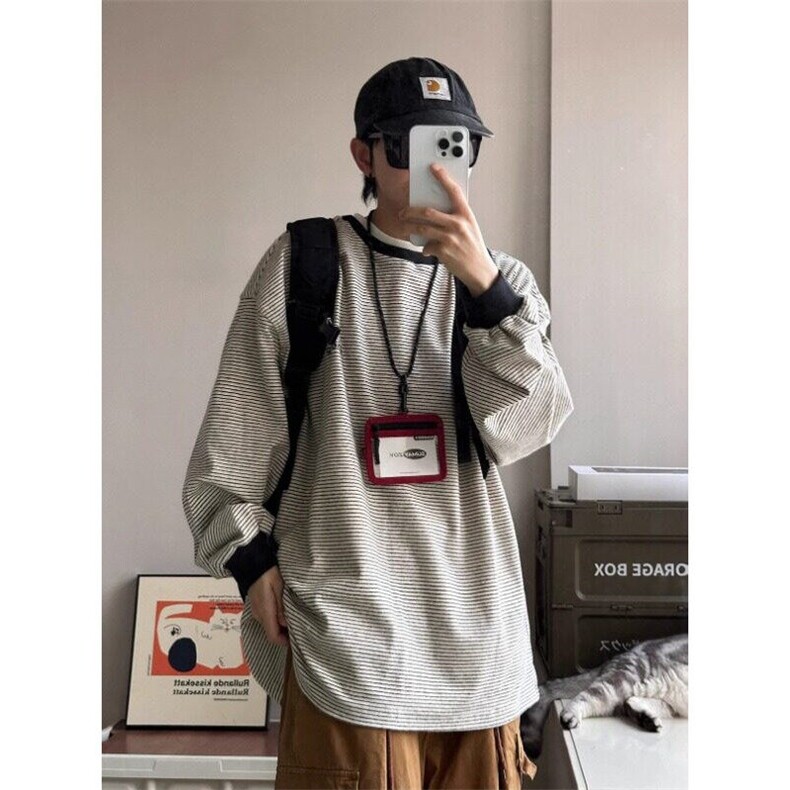 W9348-P43网图现货新款春季美式刺绣字母细条纹圆领长袖t恤,男装T恤,星座1608-2