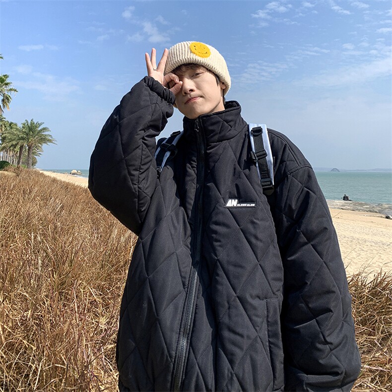 棒球服美式棉服男菱格加绒加厚冬装潮牌秋冬棉衣外套C  W2287-P68图片