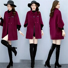 毛呢外套女中长款2023秋冬新款中年妈妈时尚宽松立领气质呢子大衣,女装毛呢外套,众宇琦