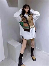 拼毛线衬衫，女装衬衫，极品红颜