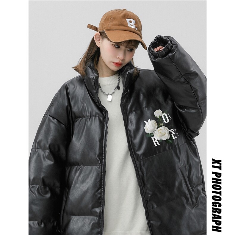 中性风冬季百搭宽松字母印花潮流皮棉服外套MY451P118控158,男装棉衣,A247A
