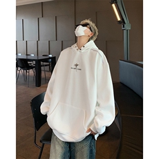 美式复古oversize连帽卫衣男女款小众设计感情侣上衣WE02/P145，男装卫衣，星座506