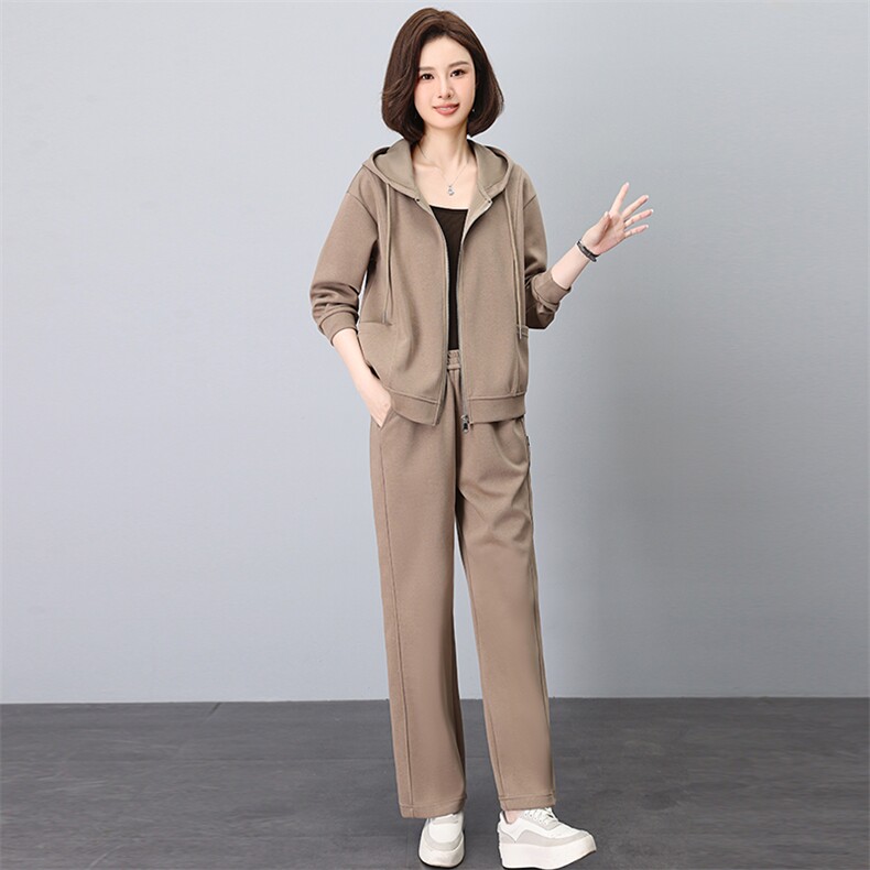 运动套装女春秋穿搭2024新款秋装搭配一整套妈妈开衫卫衣女两件套,女装套装/套裙,依恋蒂丝