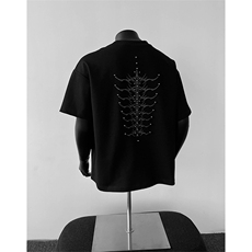 蛇瞳脊骨重磅铆钉刺绣短袖男夏季高街小领口t恤XZ514-2-TT20-P48，男装T恤，星座514-2(原B239)