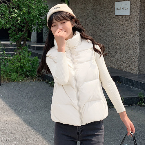 2021年冬季新款羽绒服女休闲羽绒马夹时尚坎肩立领马甲背心,女装羽绒服,欣美人