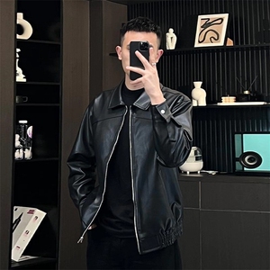 轻熟25秋冬季时尚短款皮夹克男机车ins痞帅外套休闲拉链皮衣外套图片