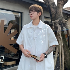 ！2025夏季新款男士新中式短袖衬衫情侣风衬衣CS101特P33，男装衬衫，电商B220