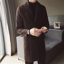 90632021男士风衣韩版中长款毛呢大衣男休闲潮流外套，男装风衣，星座404A