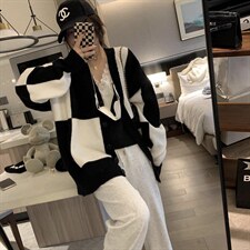 大格子开衫，其它，XTZ style