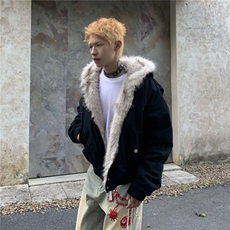 网图座山雕加厚毛绒外套男cleanfit重磅帆布棉服外套M6104-P145，男装棉衣，星座1001-1