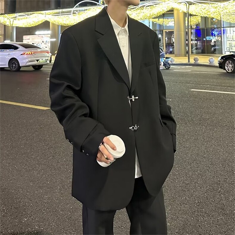 小众设计感垫肩西服外套金属装饰简约高级潮流上衣外套XW130-P75,男装西服,星座1109-3