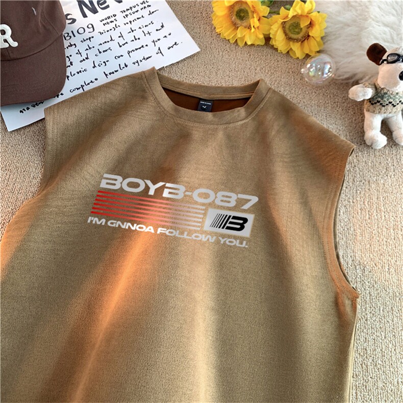 可设48小时发货支持抖音得物来样二开240克重磅美式麂皮绒背心t恤，男装背心/马甲，电商A486