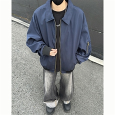 新款春秋美式宽松痞帅翻领飞行夹克复古百搭工装外套男士6185-P50，男装夹克，星座1403A