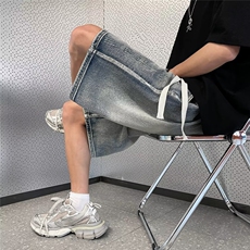 美式高街水洗做旧复古牛仔短裤男夏季ins潮流五分中裤男-N709，男装牛仔裤，星座601-2