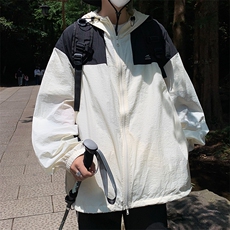 防晒衣男韩版潮拼色字母连帽学院风2026夏季ins薄款外套W4820-P41，男装防晒衣，星座412
