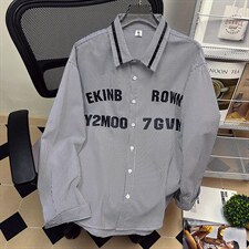 1中性竖条纹大码M-5XL日系港风情侣七分袖衬衫男QCS7018P45控68，男装衬衫，星座226-2