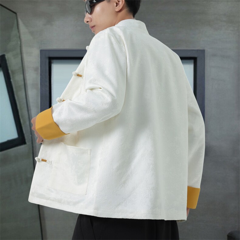 男士外套浮雕梅花夹克盘扣立领唐装风XZ1512-2504单夹克-P80,男装夹克,星座1512