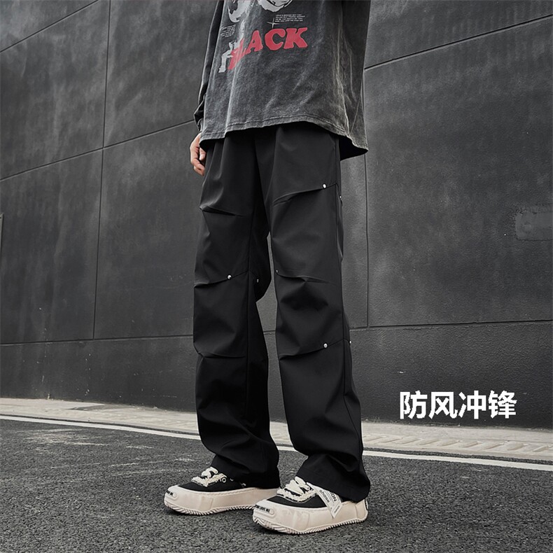 冲锋裤垂顺百搭直筒拖地机能风冲锋裤K730常规特批35,男装休闲裤,星座718-1
