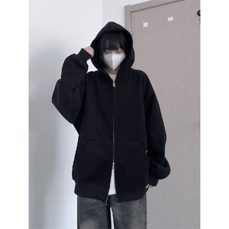 抖音得物品质二开26春装男女美式高街结构双拉链开衫卫衣外套,女装短外套,电商A486-1