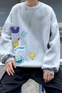 S6079-P35 春季圆领卫衣男大码韩版宽松长袖外套男图片