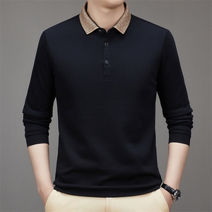 时尚POLO衫男长袖春秋季新款休闲翻领体恤上衣服修身男士长袖t恤图片