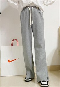 2022时尚欧货开叉抽绳直筒卫裤图片