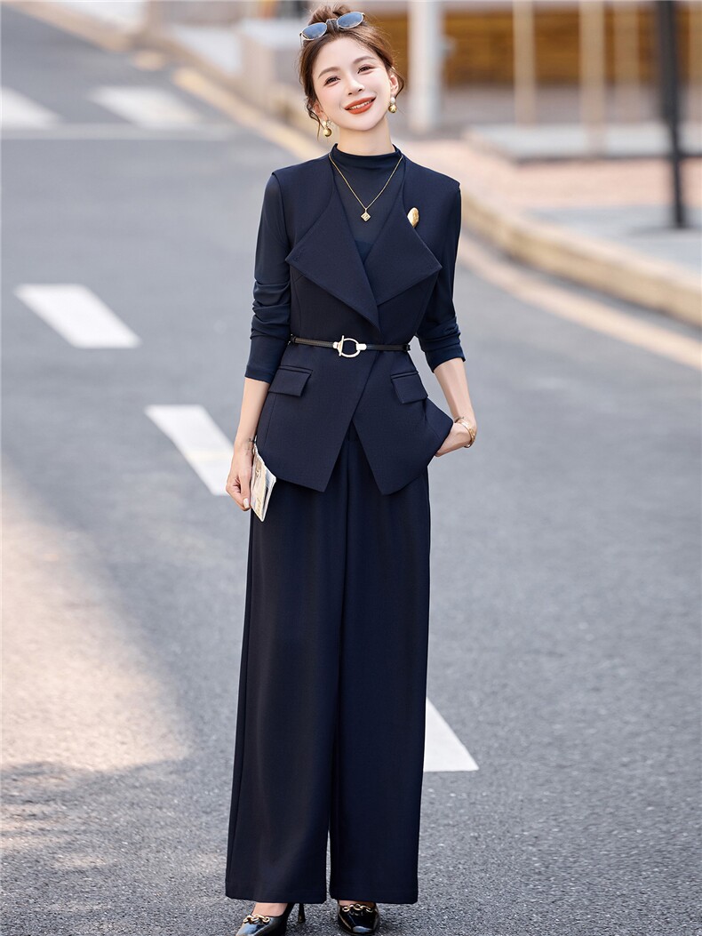 轻熟风气质西装马甲套装女2026春季新款通勤干练显瘦阔腿裤三件套,女装套装/套裙,美沁