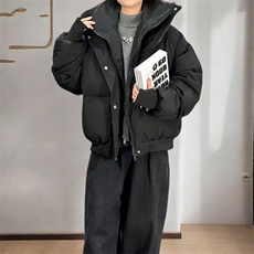 2024冬季新款设计感痞帅立领假两件棉衣男时尚加厚宽松棉服，男装棉衣，星座613