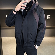 M-3XLB3532559P220黑色2025连帽冬季男士拼接羽绒服加厚外套，男装羽绒服，电商B353