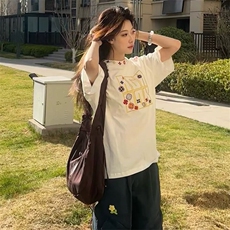 万针全刺绣工艺抖音得物高品质260克重磅纯棉双纱美式高街短袖T恤，男装T恤，电商A486