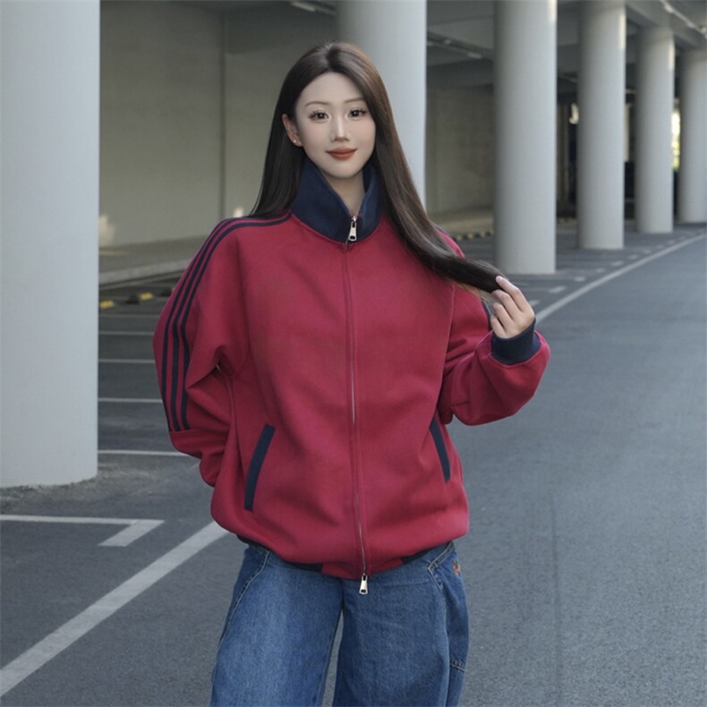 抖音得物高品质美式高街重磅结构设计拼接织带立领卫衣外套CM42,男装卫衣,电商A486
