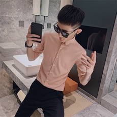 312A-243-P55新款社会小伙中袖衬衫韩版潮流男士五分袖衬衣A，男装T恤，星座312A-5