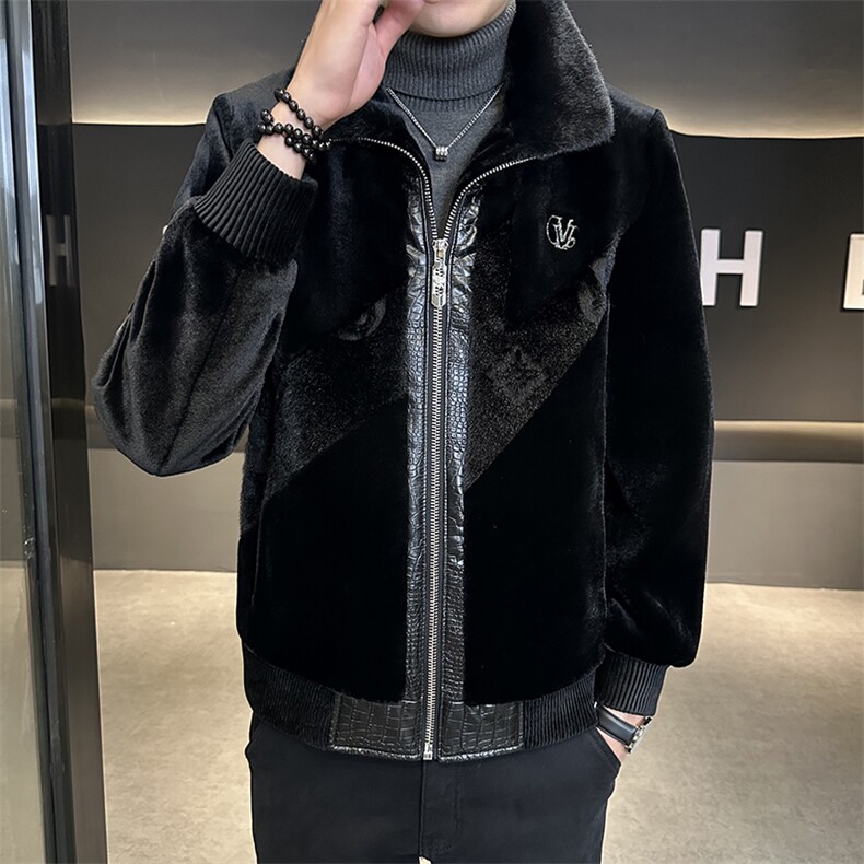 爆品冬季男士时尚加厚仿皮草保暖爸爸装商务夹克外套ZX8932-P230,男装夹克,星座1105-3