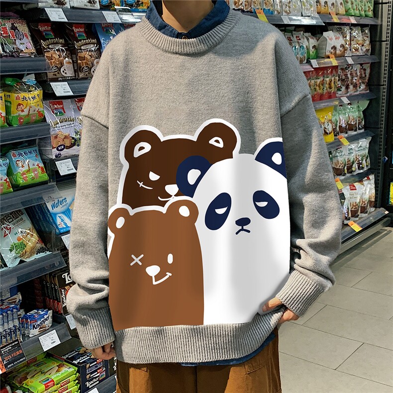 1港风新款宽松休闲中性情侣潮流印花毛衣男外套7775P55加绒P70,男装针织衫/毛衣,星座226-2