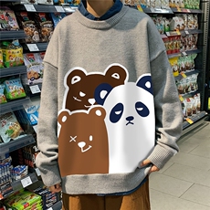 1港风新款宽松休闲中性情侣潮流印花毛衣男外套7775P55加绒P70，男装针织衫/毛衣，星座226-2
