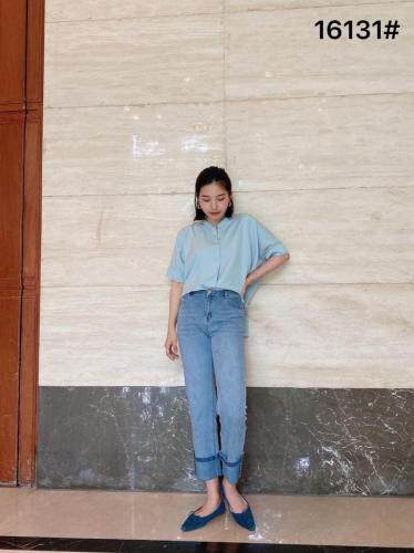 16131#?烟管裤 裤脚的假卷边设计?时尚感满满，女装，都市米兰