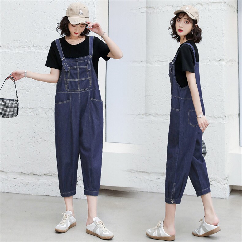 短袖牛仔背带裤套装女2023夏季新款女装韩版时尚休闲两件套套裤潮,女装套装/套裙,慧尚依恋
