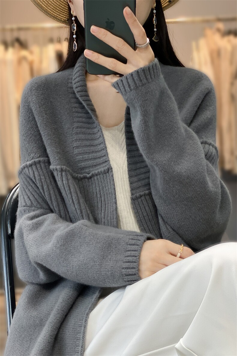 秋冬羊绒披肩女新款针织开衫羊毛外套宽松外搭慵懒上衣篇幅袖毛衣,女装羊毛衫,奢优羊绒