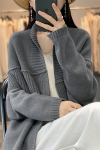 秋冬羊绒披肩女新款针织开衫羊毛外套宽松外搭慵懒上衣篇幅袖毛衣图片