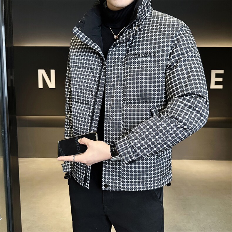 标50绒店主风2025新款男士格子立领羽绒服2503-P195(控券后288),男装羽绒服,电商B328