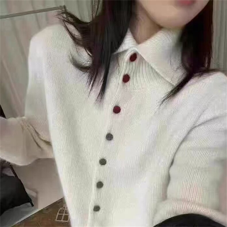 韩版流行潮高领加厚山羊绒毛衣外套女宽松显瘦polo领针织打底开衫，女装羊绒衫，琳华羊绒