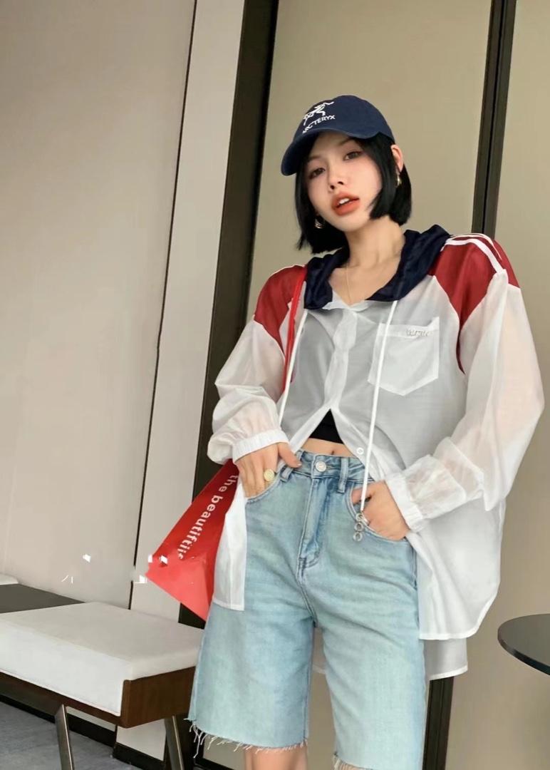 时尚撞色连帽百搭洋气防晒衫,女装其它,L·H·X