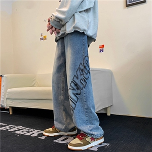 vintage牛仔裤男直筒宽松oversize潮牌秋季新款长裤N01839-P45图片
