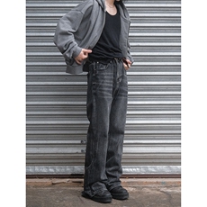 B221美式ins高街暗黑重工艺宽松微喇牛仔裤LK23128-P60控78，男装牛仔裤，电商B221